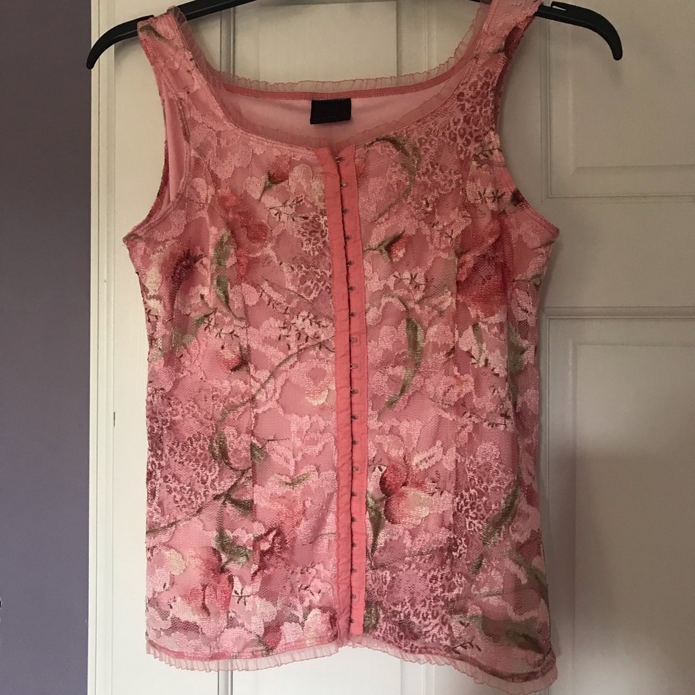 Y2K Pink floral corset bustier top